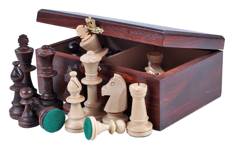 Boîte d'échecs en hêtre et bouleau foncé à deux compartiments, 210 x 145 x 80 mm
