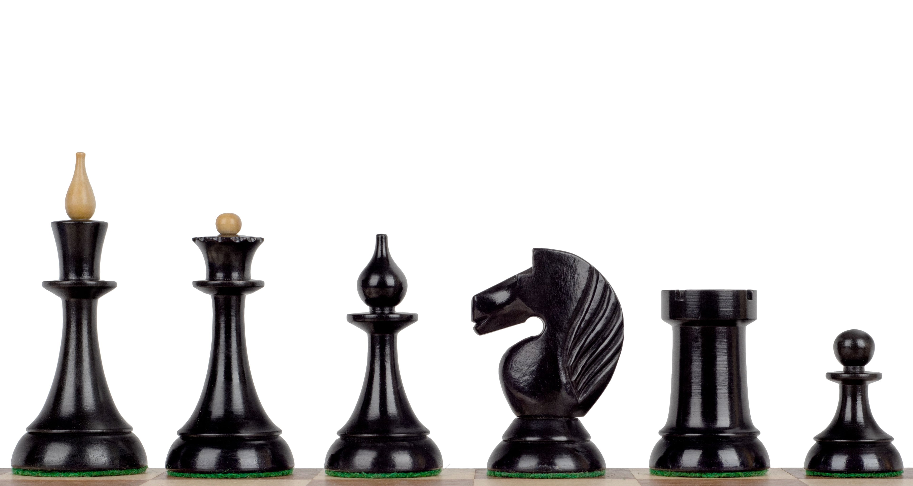 Figures foncées ébonisées du jeu d'échecs Queen's Gambit 1957, du roi au pion