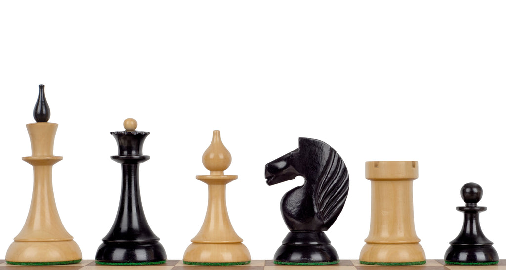 Série complète des figures du jeu d'échecs Queen's Gambit 1957 : roi, dame, fou, cavalier, tour et pion