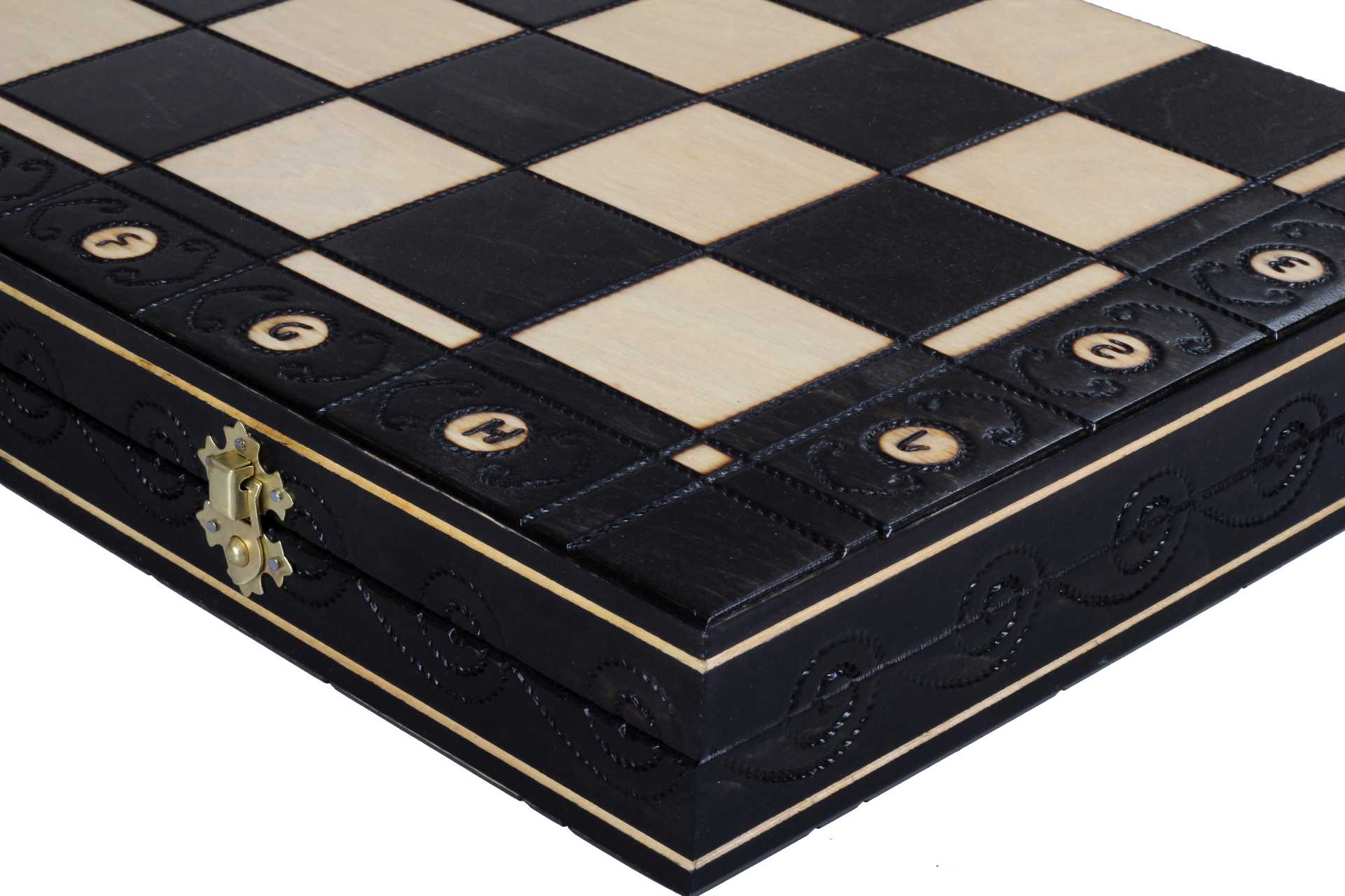 Coffret d'échecs pliant Ambassador New Line avec rangement en feutrine