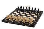 Jeu d'échecs Ambassador New Line noir : échiquier pliant en bois et pièces sculptées à la main