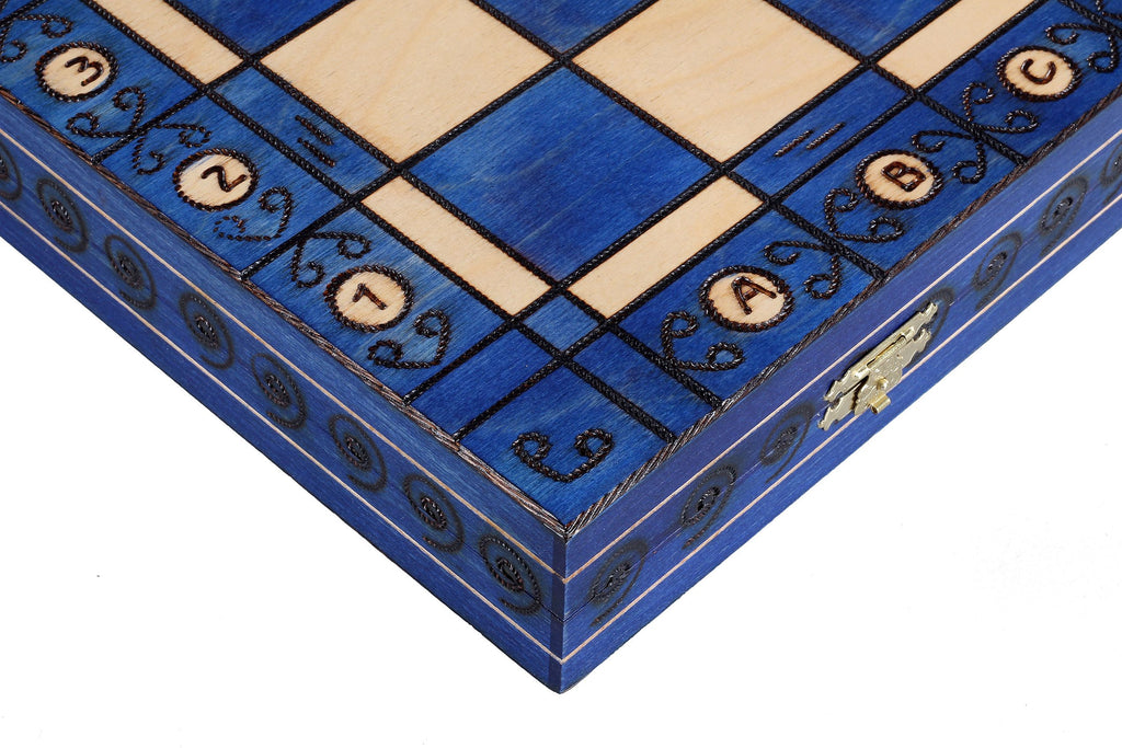 Coffret d'échecs pliant Ambassador New Line avec rangement en feutrine