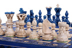 Décor pyrogravé des pièces du jeu d'échecs Ambassador New Line bleu