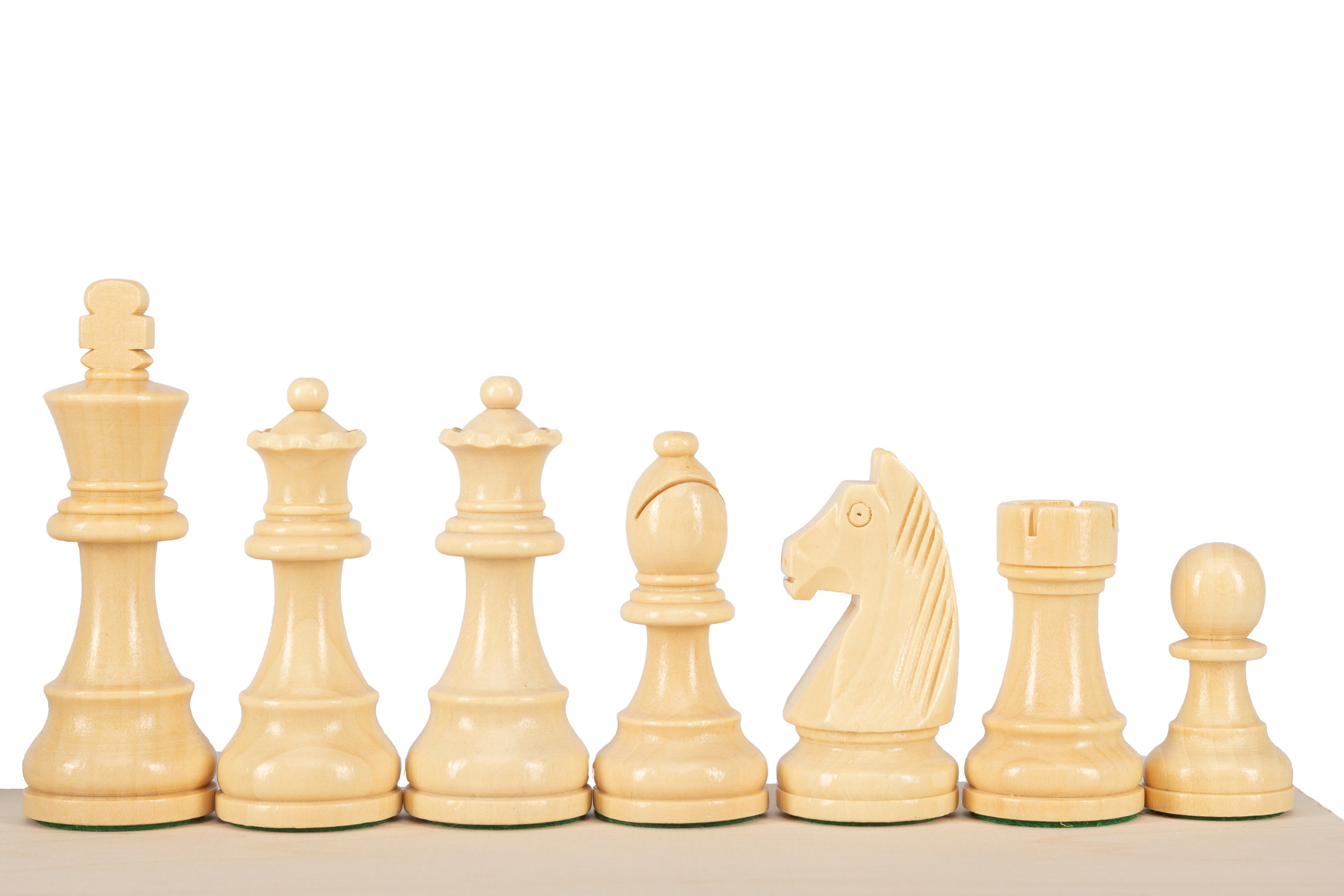 Pièces d'échecs German 5+ claires debout, roi, dame, fou, cavalier, tour et pion