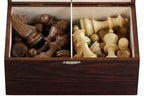 Boîte d'échecs en hêtre et bouleau foncé, format 240 x 150 x 110 mm