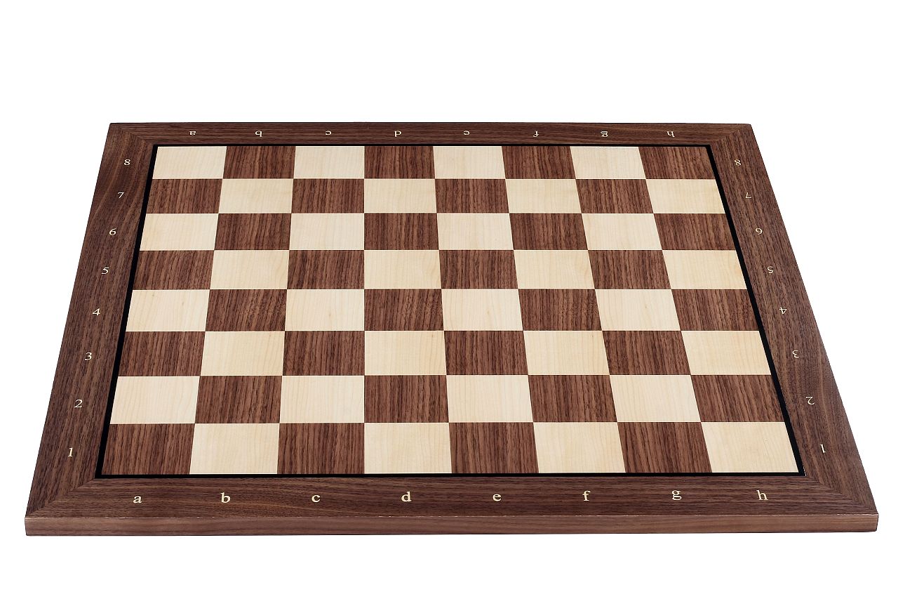 Échiquier luxe taille 5+/6 en marqueterie de noyer et sycomore avec bande noire