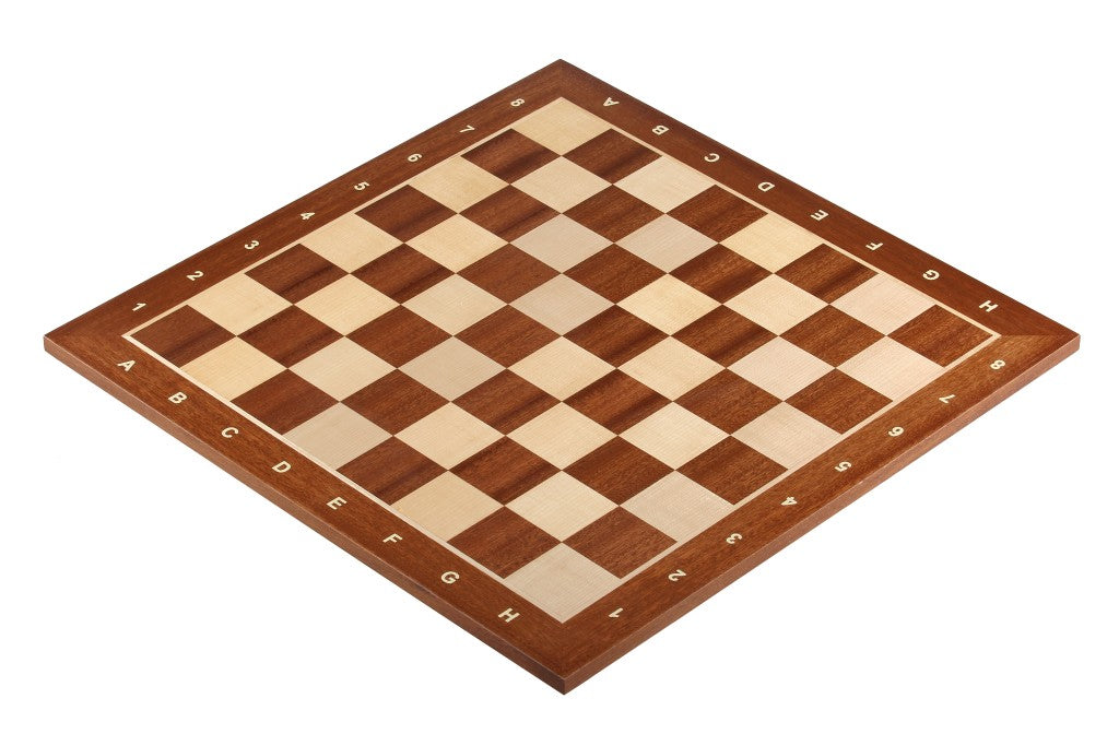 Échiquier classique taille 4 en marqueterie d'acajou et sycomore avec notation