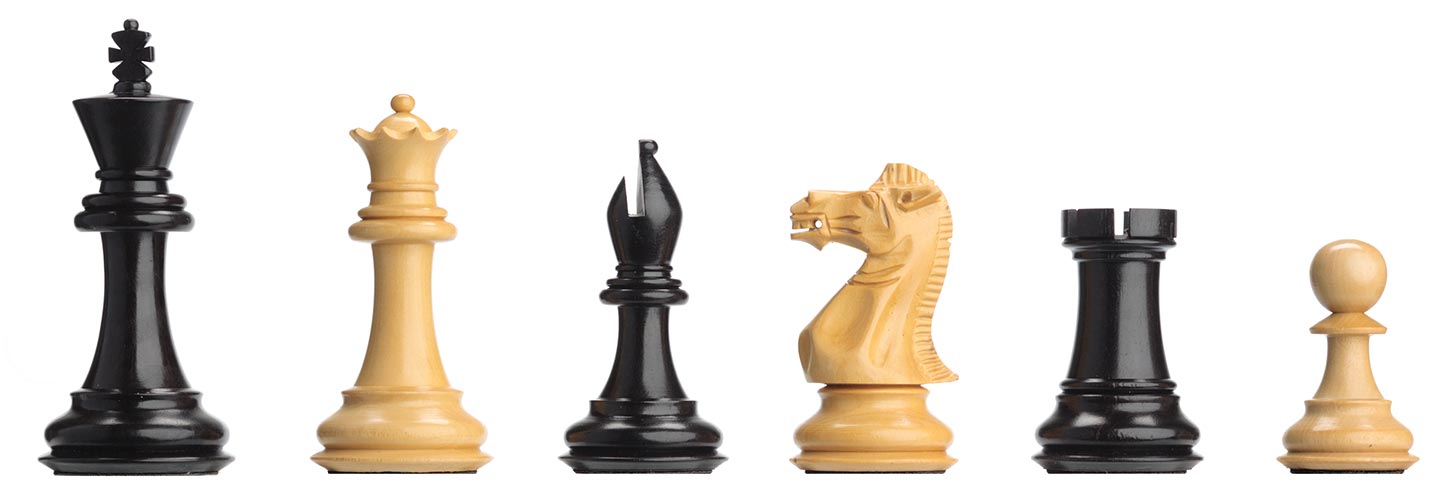Pièces DGT Ebony en ébène véritable et buis, roi de 95 mm