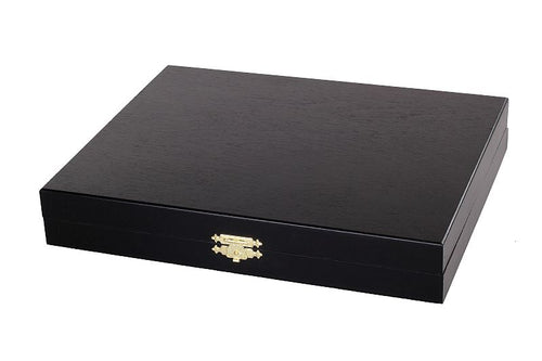 Coffret Luxe en bois teinté noir pour pièces d'échecs de taille 5