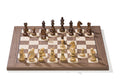 Échiquier électronique DGT mode tournoi en marqueterie de noyer et d'érable, cases de 55 mm